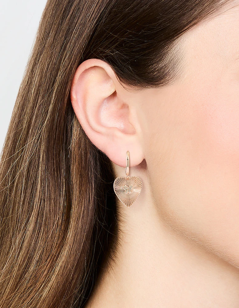 Rose Gold Butterfly & Heart Hoop Earrings