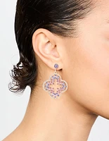 Rose Gold Diamante Flower Drop Earrings