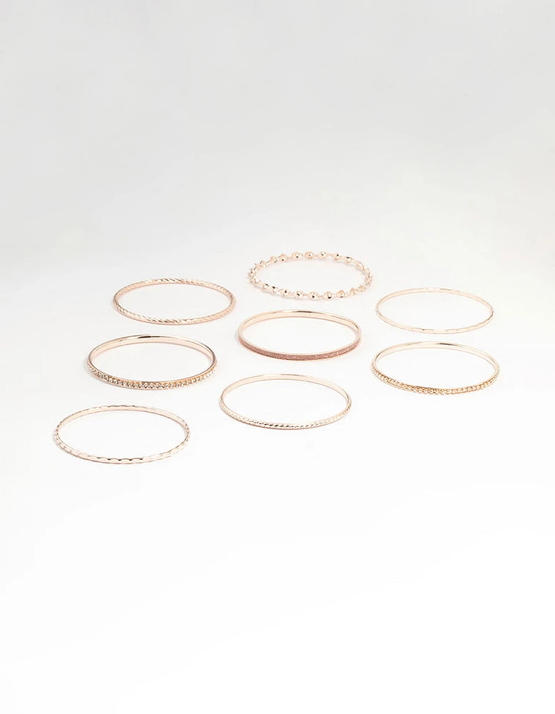 Rose Gold Textured Bangles 8-Pack