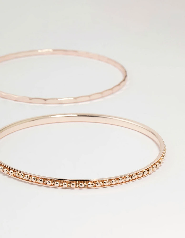 Rose Gold Textured Bangles 8-Pack