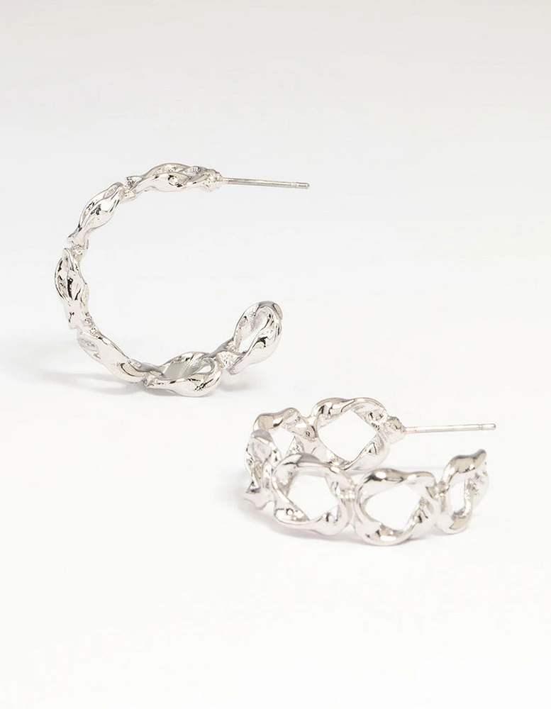 Silver Circle Twist Hoop Earrings