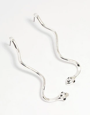 Silver Squiggle Snake Drop Earrings