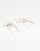 Silver Snake Chain Bow Stud Earrings