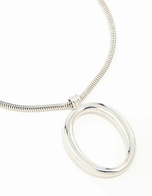 Silver Circle Large Pendant Necklace