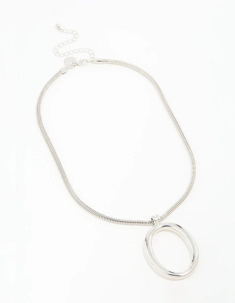 Silver Circle Large Pendant Necklace