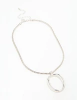 Silver Circle Large Pendant Necklace