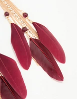 Gold Feather Chain Drop Earrings
