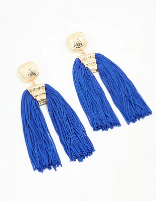 Gold Large Tassel Drop Earrings