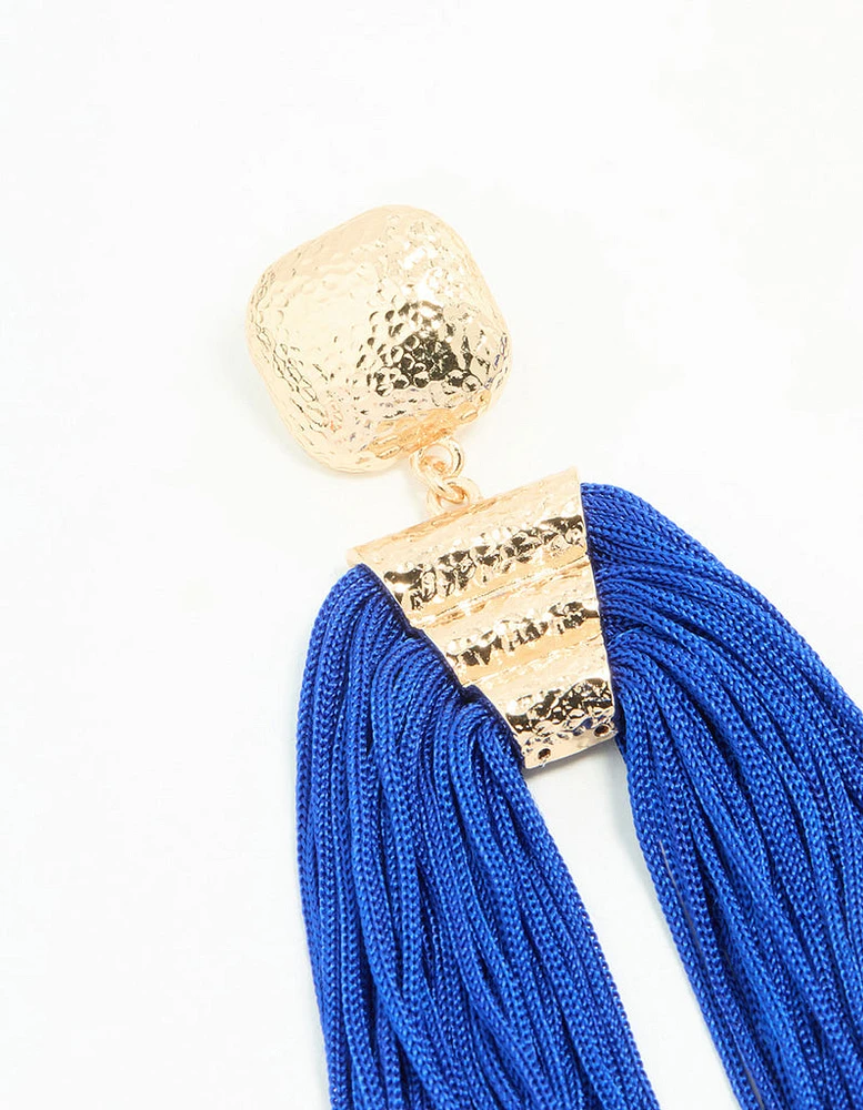 Gold Large Tassel Drop Earrings