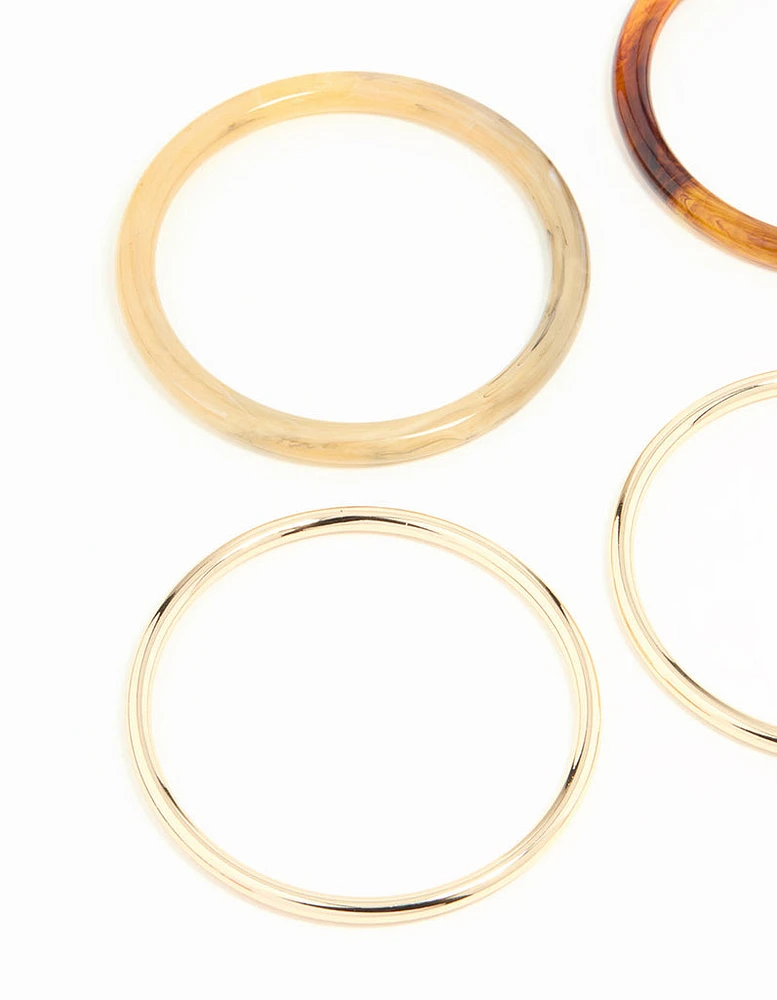 Gold & Tortoiseshell Bangles 5-Pack