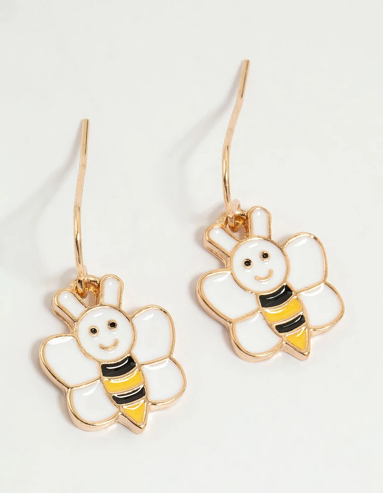 Kids Gold Bow & Bee Drop Earrings 3-Pack