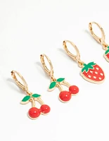 Kids Gold Tutti Frutti Huggie Earrings 3-Pack