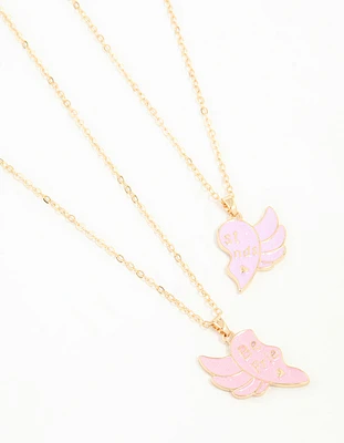 Kids Gold Wing Heart BFF Pendant Necklaces 2-Pack