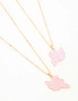 Kids Gold Wing Heart BFF Pendant Necklaces 2-Pack