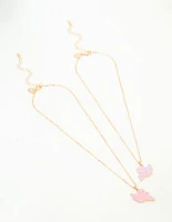 Kids Gold Wing Heart BFF Pendant Necklaces 2-Pack