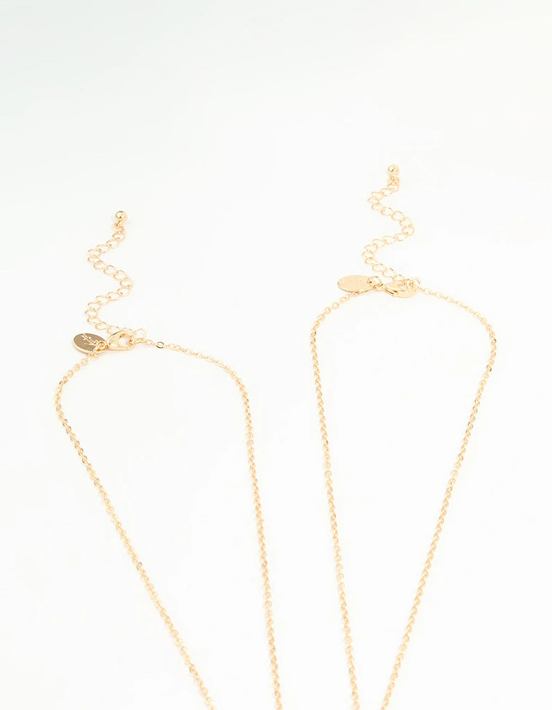 Kids Gold Wing Heart BFF Pendant Necklaces 2-Pack