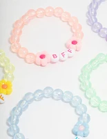 Kids Pastel Beaded  Best Friends Flower Bracelets 5-Pack