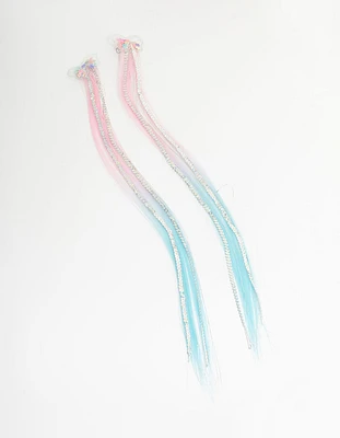 Kids Pink & Blue Faux Hair Butterfly Shaker Clips 2-Pack
