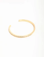 Gold Plated Diamante Half Open Wrist Cuff