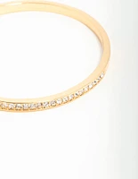 Gold Plated Diamante Half Open Wrist Cuff
