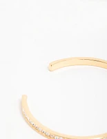 Gold Plated Diamante Half Open Wrist Cuff