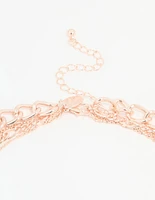 Rose Gold Cross & Butterfly Layered Necklace