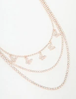 Rose Gold Butterfly Layered Necklace