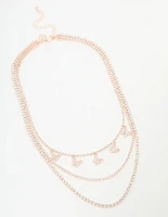 Rose Gold Butterfly Layered Necklace