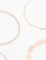 Rose Gold Butterfly & Chain Bracelets 4-Pack