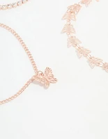 Rose Gold Butterfly & Chain Bracelets 4-Pack