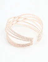 Rose Gold Diamante Layered Wrist Cuff