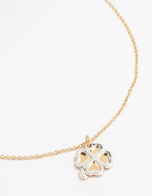 Gold Double Clover Pendant Necklace