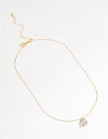 Gold Double Clover Pendant Necklace