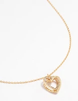 Gold Twisted Heart Pendant Necklace