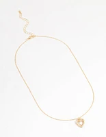 Gold Twisted Heart Pendant Necklace