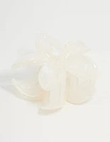 White Marble Frangipani Hair Claw Clip
