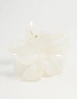 White Marble Frangipani Hair Claw Clip