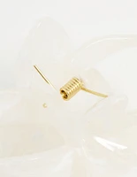 White Marble Frangipani Hair Claw Clip