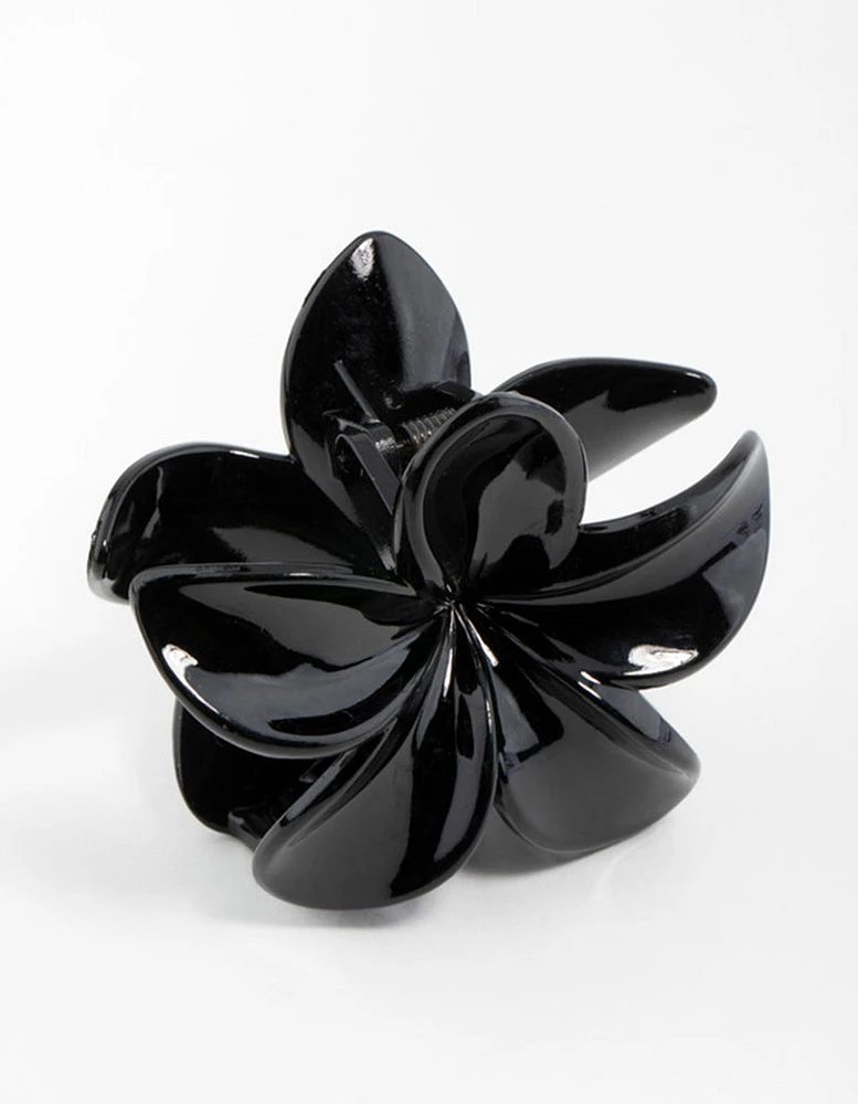 Black Frangipani Hair Claw Clip