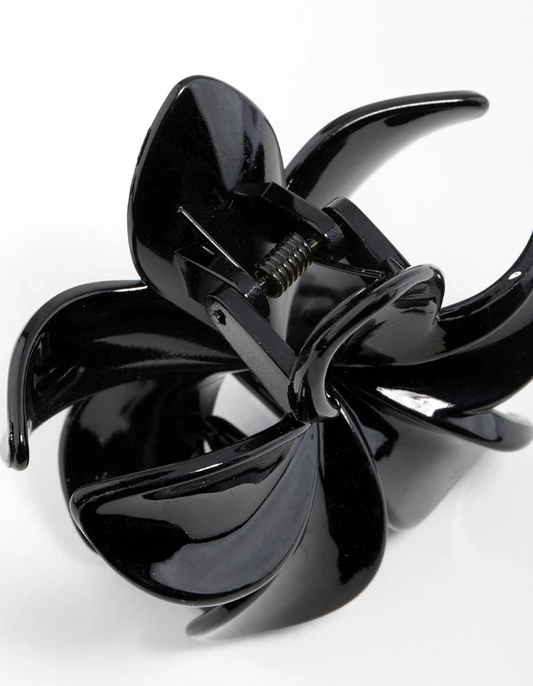 Black Frangipani Hair Claw Clip