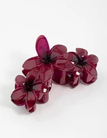 Burgundy Frangipani Flowers Hair Claw Clip