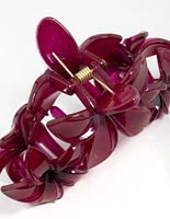 Burgundy Frangipani Flowers Hair Claw Clip