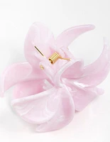 Pink Marble Frangipani Hair Claw Clip