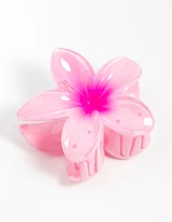 Pink Frangipani Print Hair Claw Clip