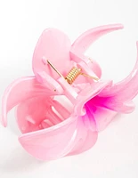 Pink Frangipani Print Hair Claw Clip