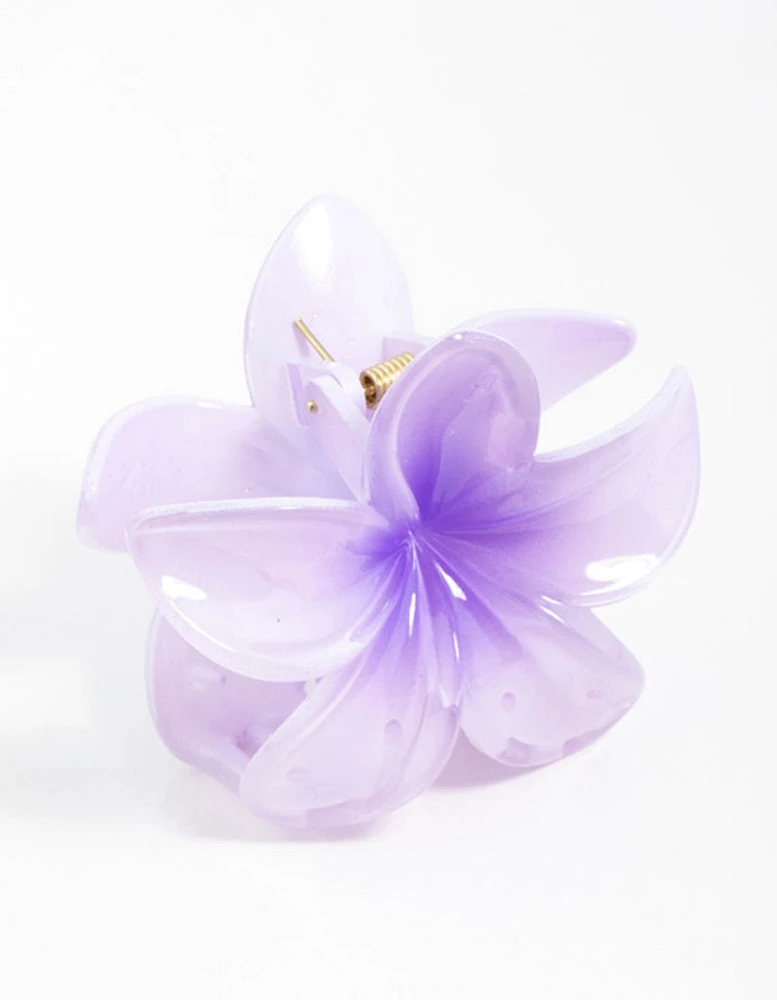 Purple Frangipani Hair Claw Clip