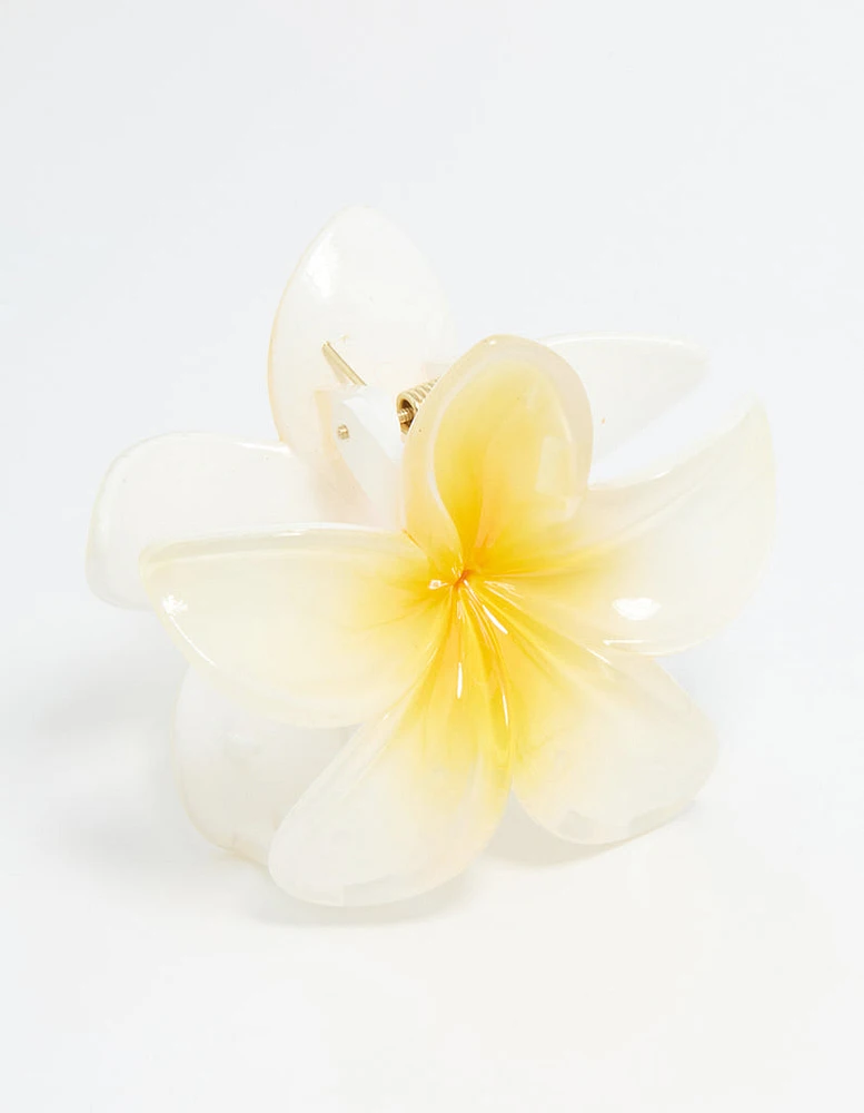 White Frangipani Flower Hair Claw Clip