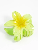 Green Frangipani Hair Claw Clip