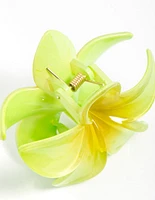 Green Frangipani Hair Claw Clip