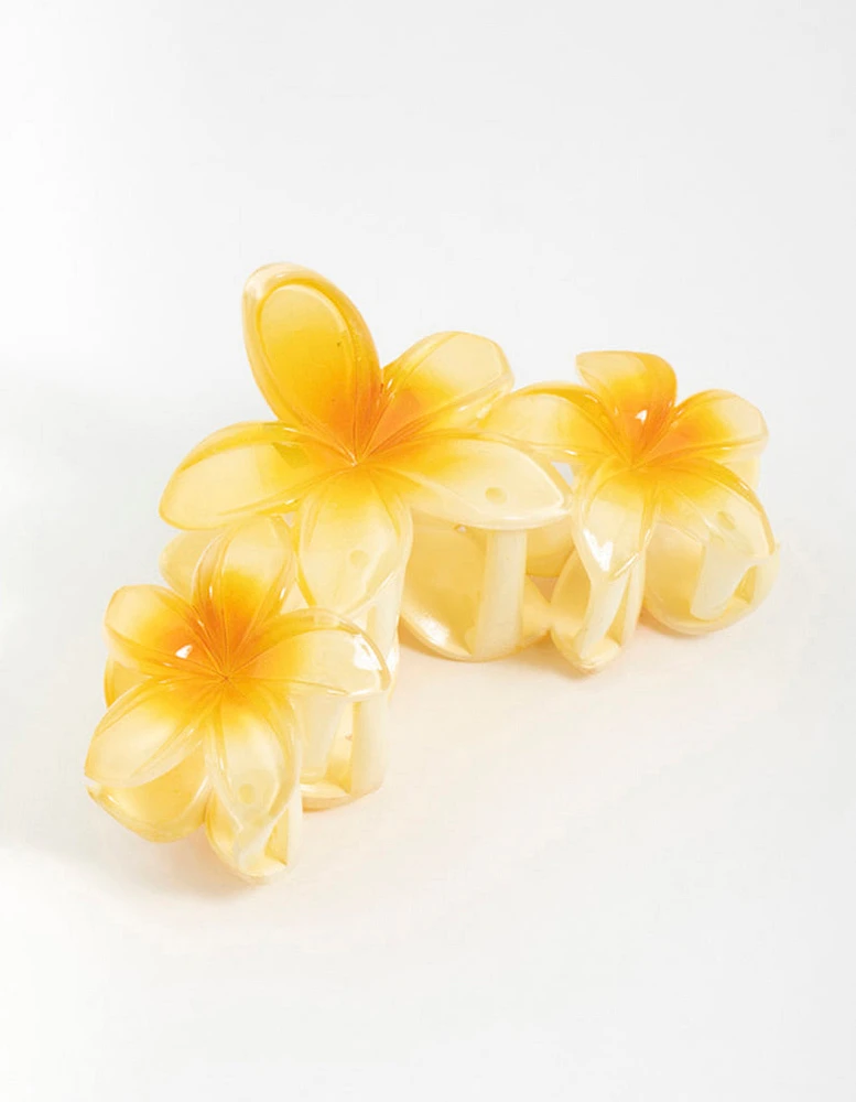 Yellow Frangipani Flowers Hair Claw Clip